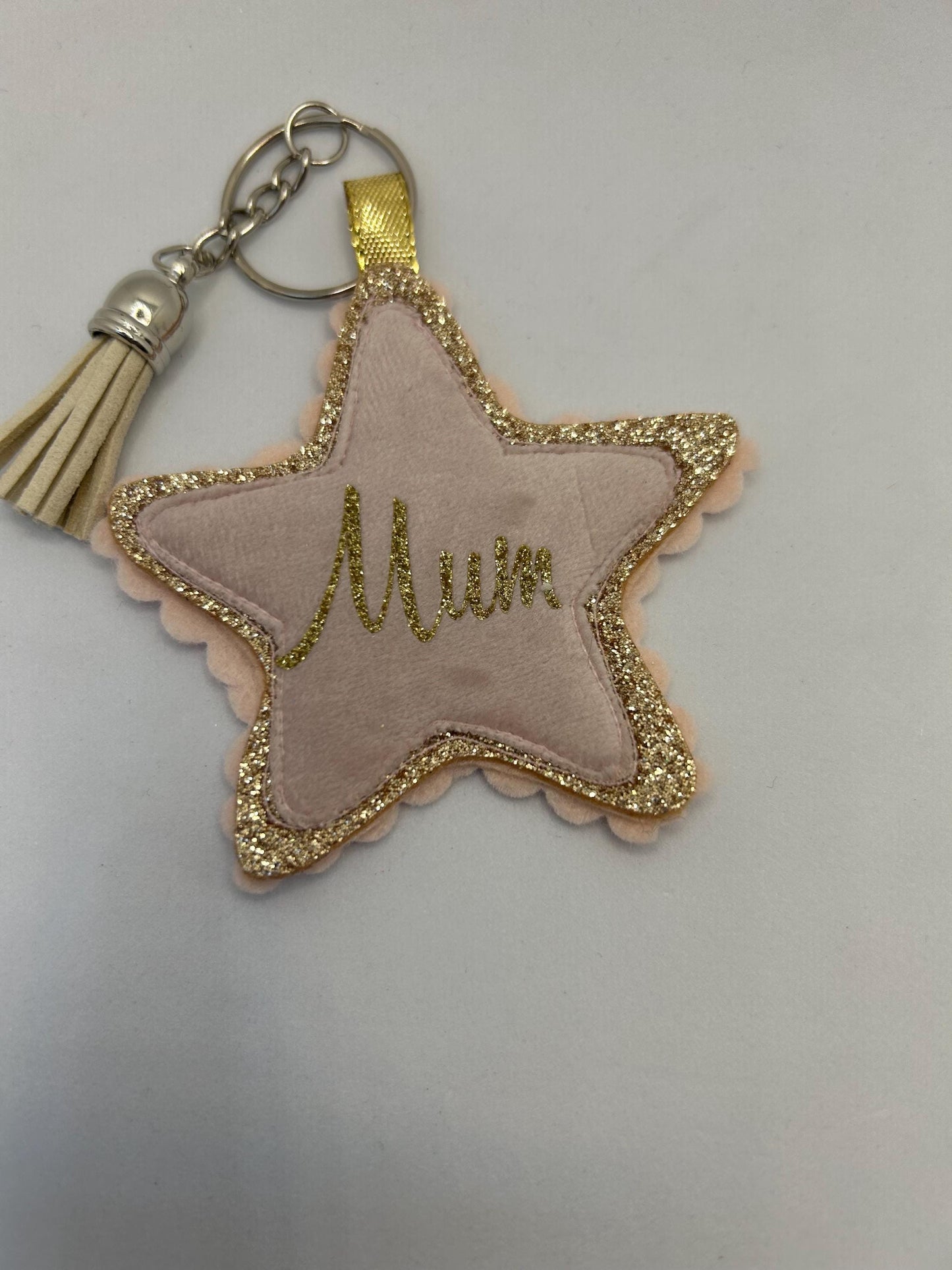 Personalised Mum star key ring- Handmade glitter-Mum gift-Love You Keyring-Mothers day gift