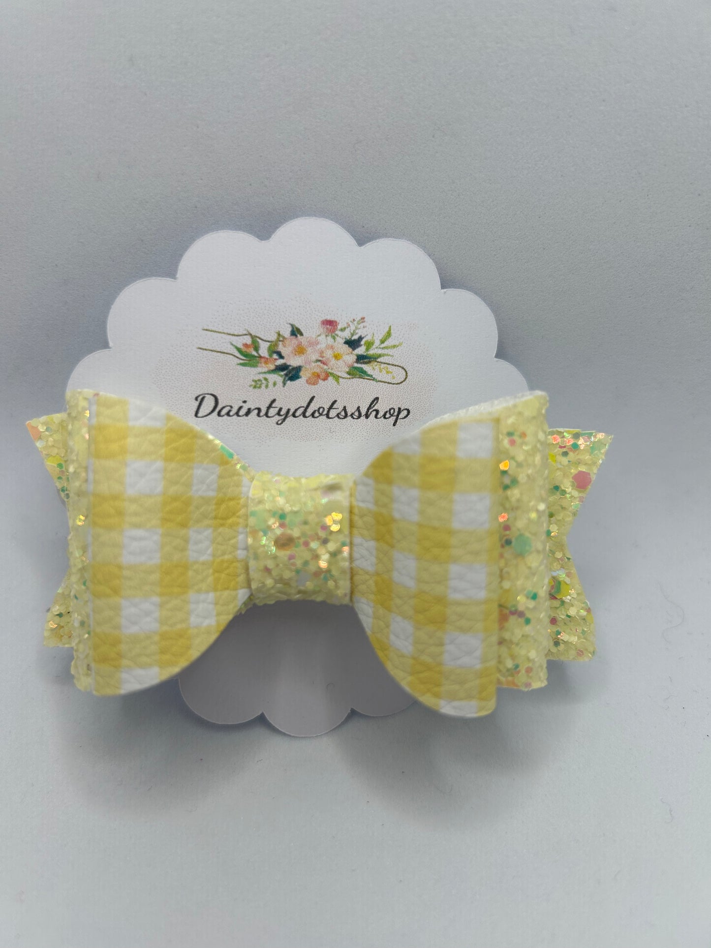 Gingham and lemon glitter double bow