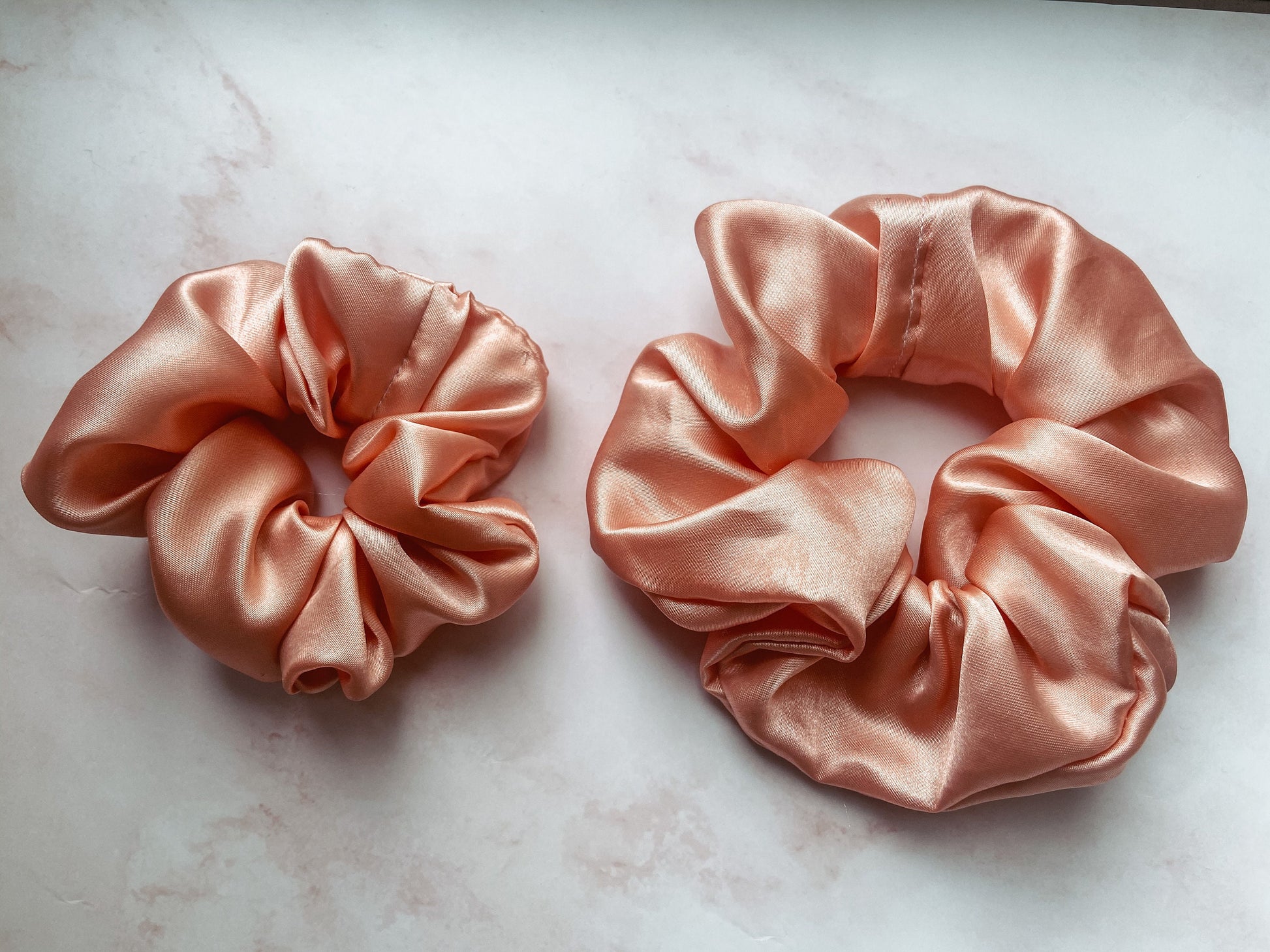 Handmade hair tie | silky satin scrunchie | Childrens & Adults |Peach satin scrunchie