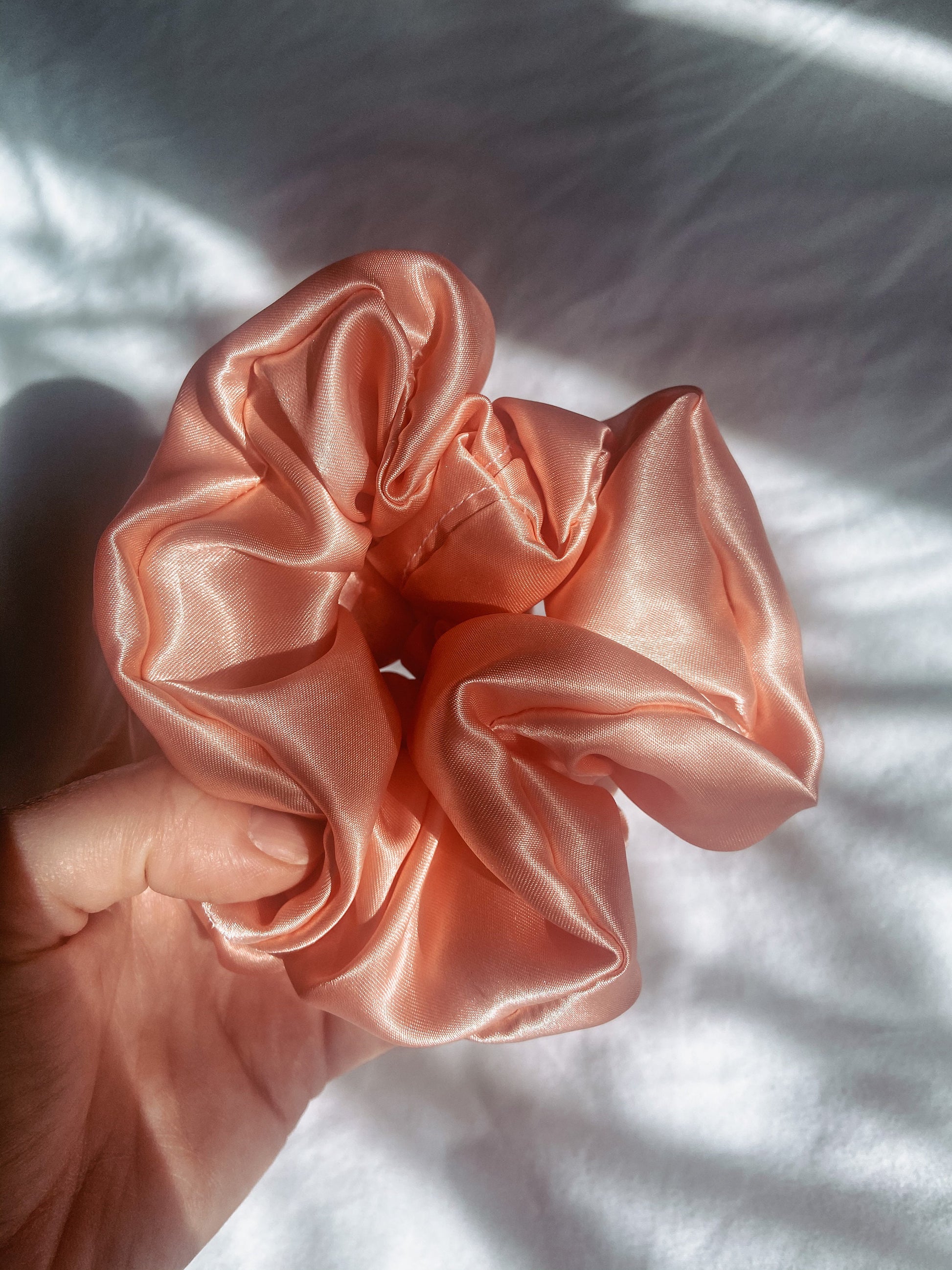 Handmade hair tie | silky satin scrunchie | Childrens & Adults |Peach satin scrunchie