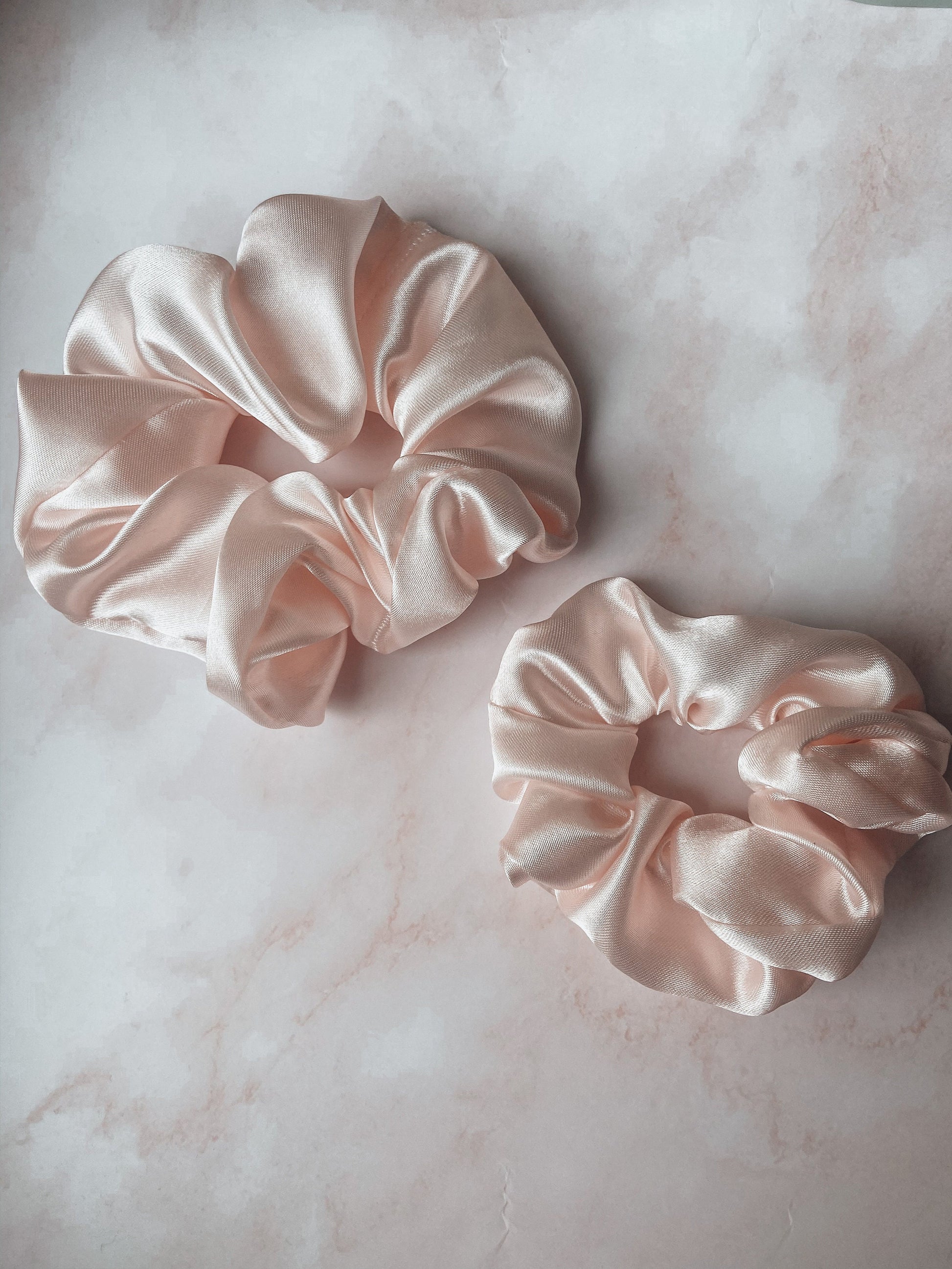 Satin pale pink scrunchies come in various sizes| Satin scrunchie|Mommy & mini| large| medium