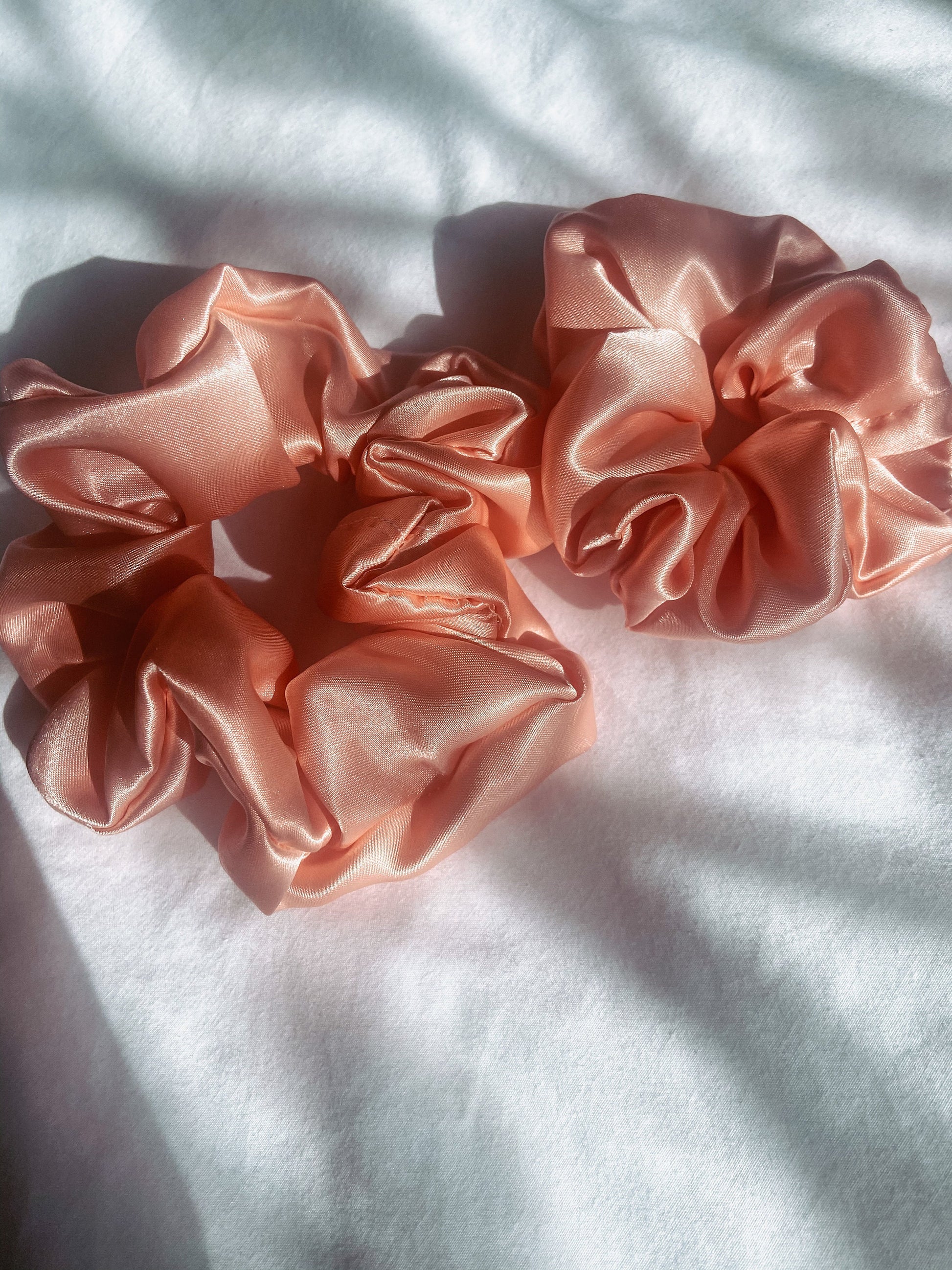 Handmade hair tie | silky satin scrunchie | Childrens & Adults |Peach satin scrunchie