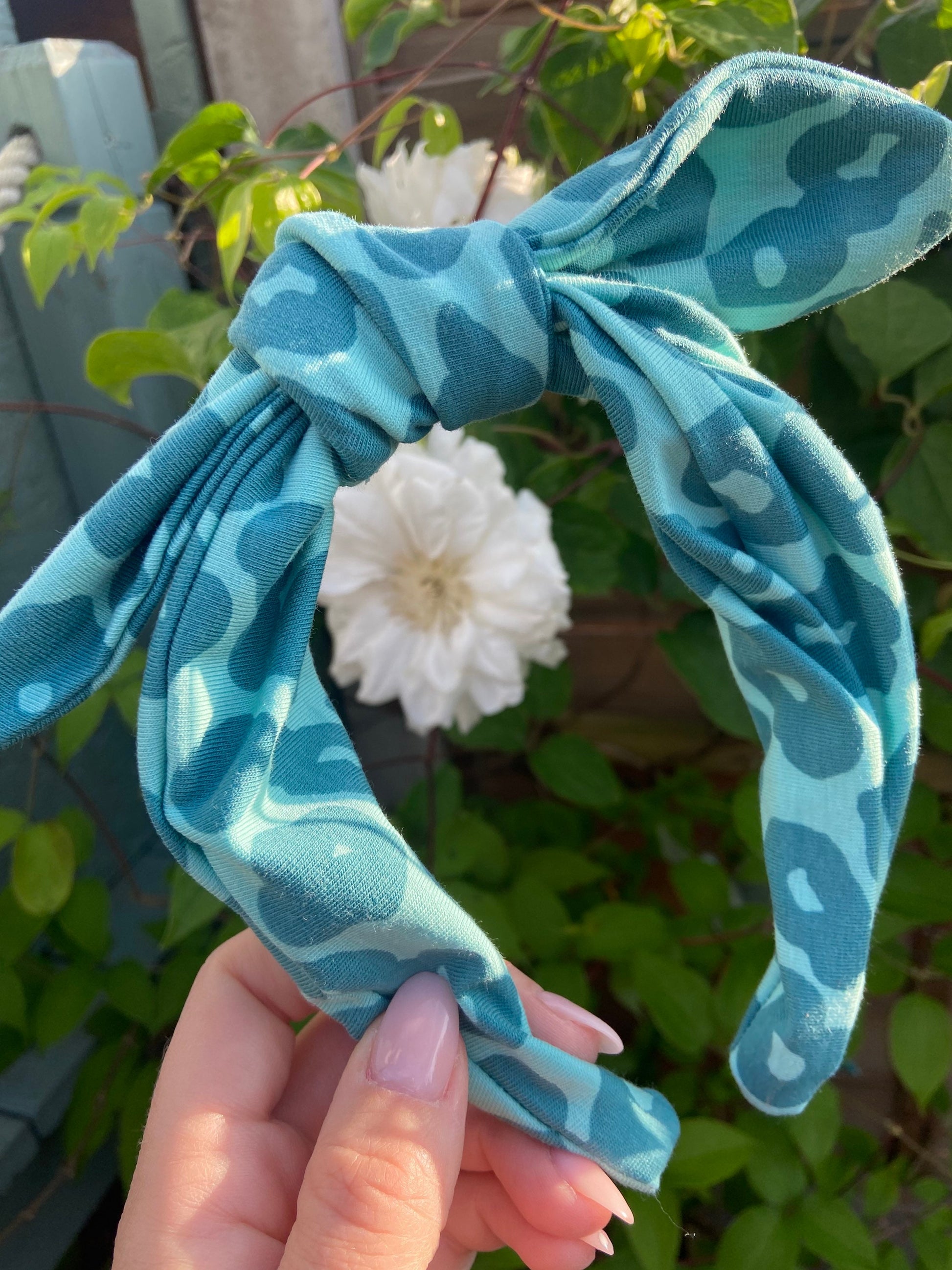 Handmade Knotted detail Alice headbands | Green Leopard print | little girls accessories