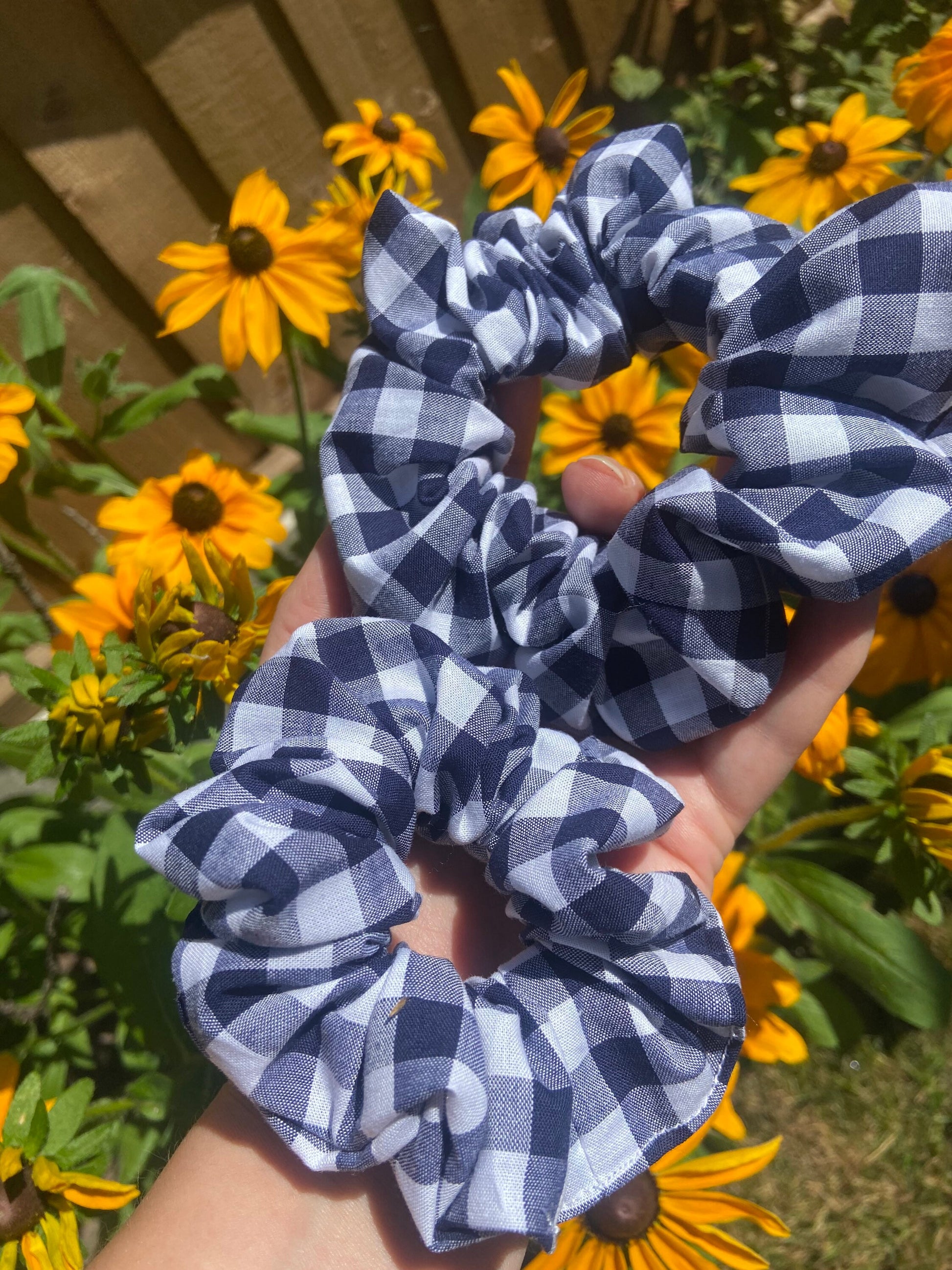 Navy Gingham Scrunchie | school accessories | mommy & mini set or singular | handmade scrunchies