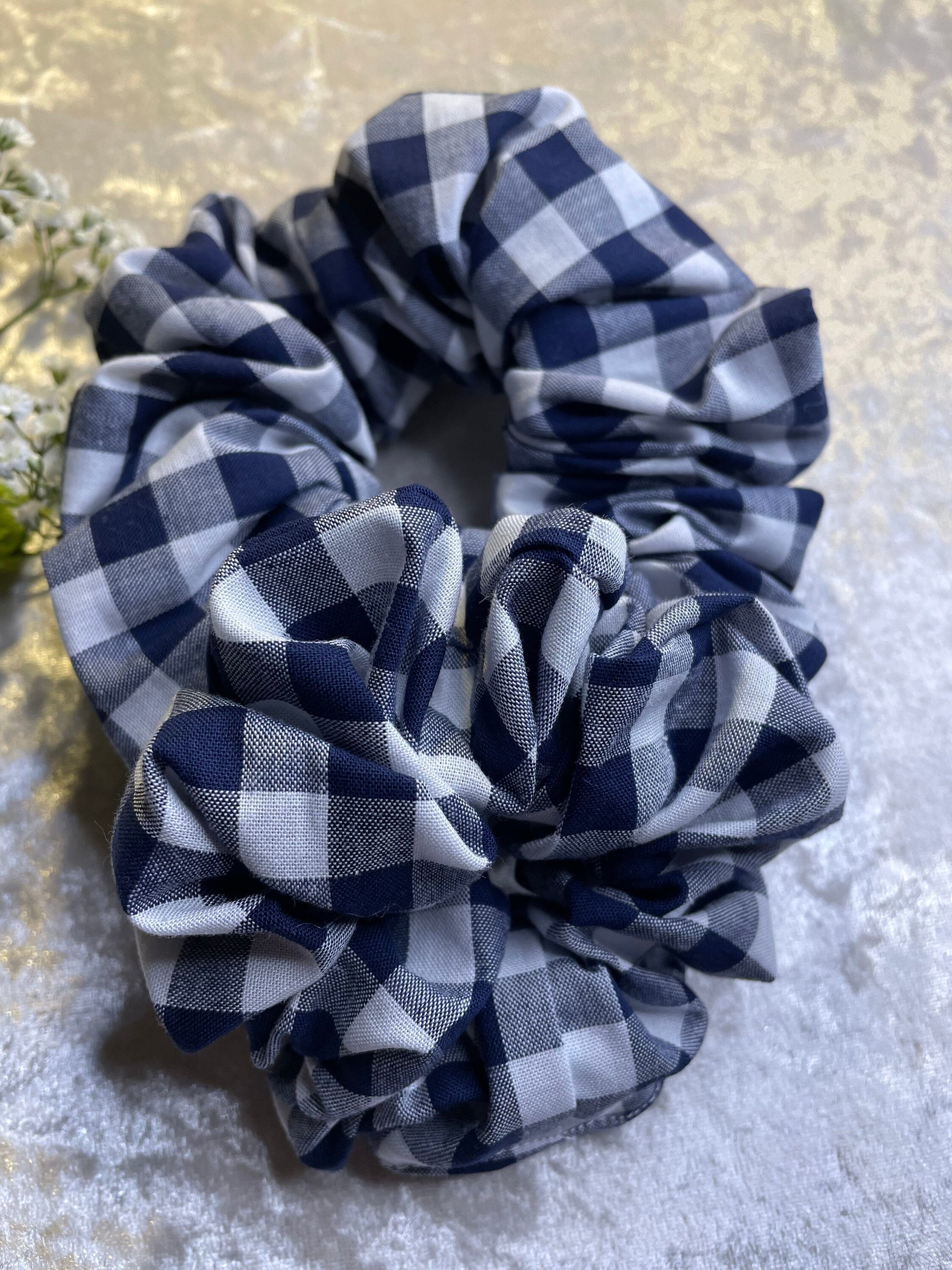 Navy Gingham Scrunchie | school accessories | mommy & mini set or singular | handmade scrunchies