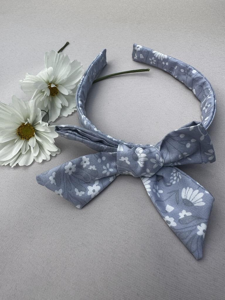 Adorable Girls Alice Grey Hairband with Handtied Hair Bow - Perfect Accessory for Every Outfit
