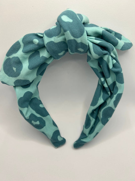 Handmade Knotted detail Alice headbands | Green Leopard print | little girls accessories