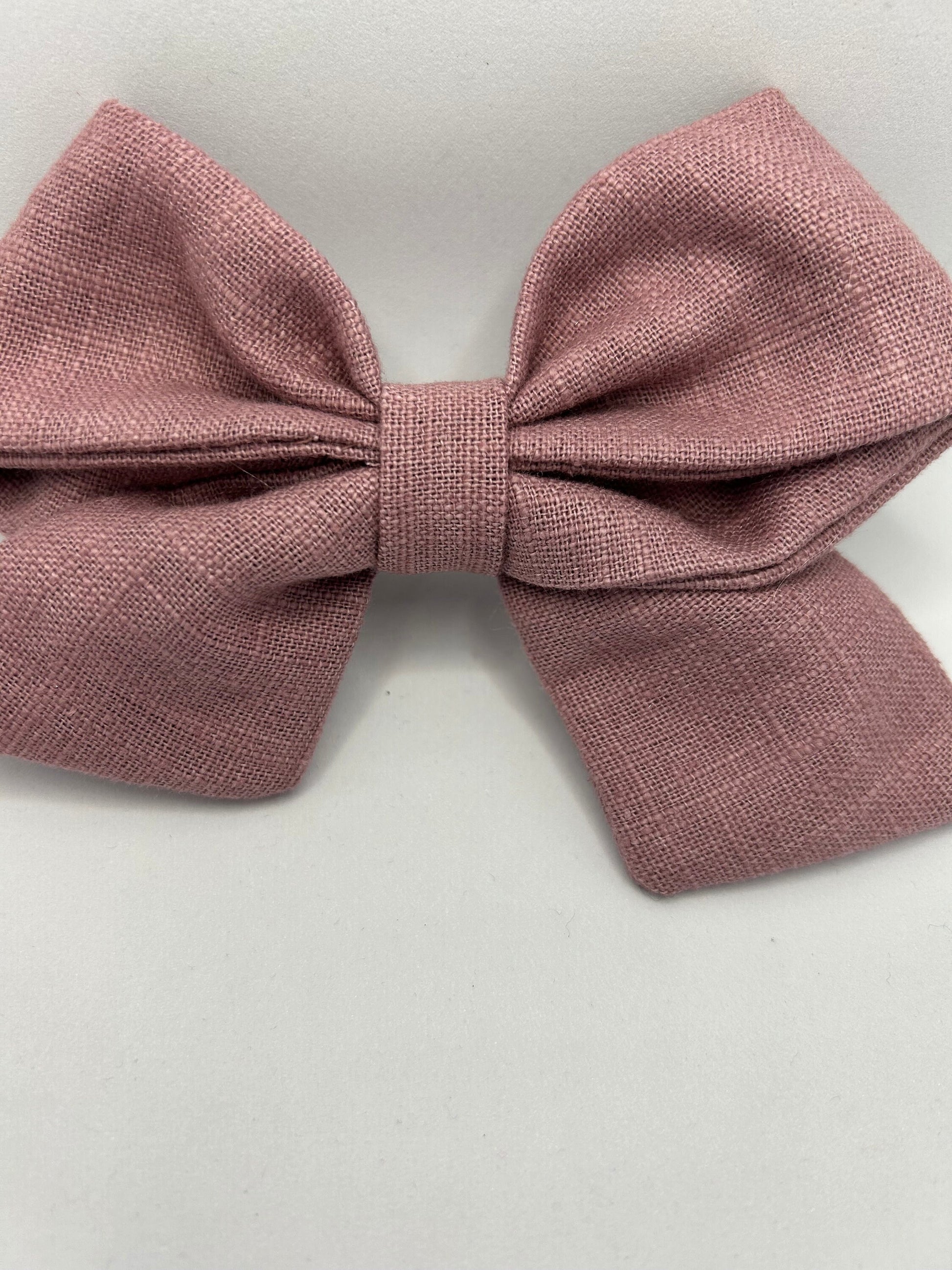 Linen Rose Bow - Hand Tied with Clip attached
