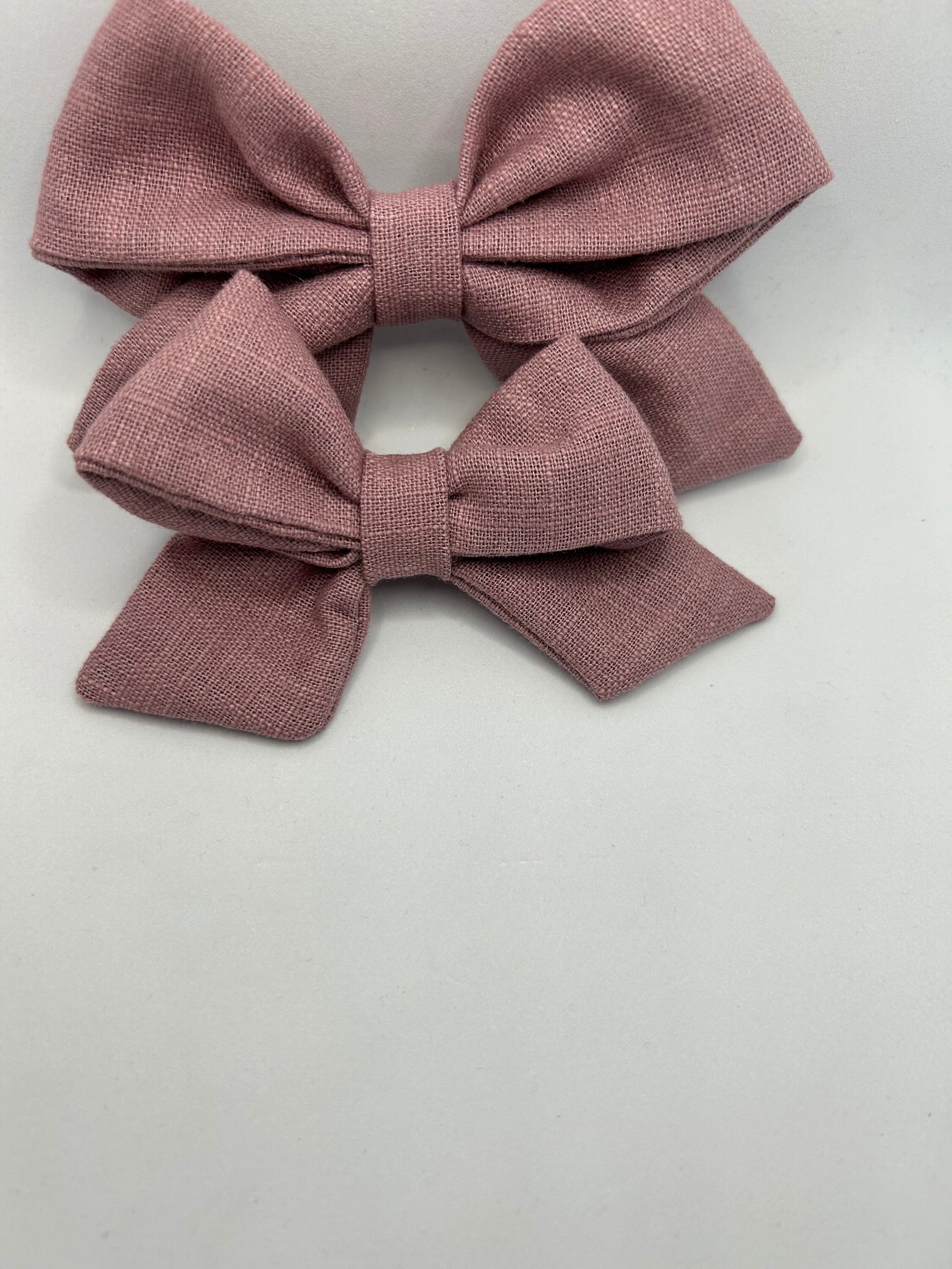 Linen Rose Bow - Hand Tied with Clip attached