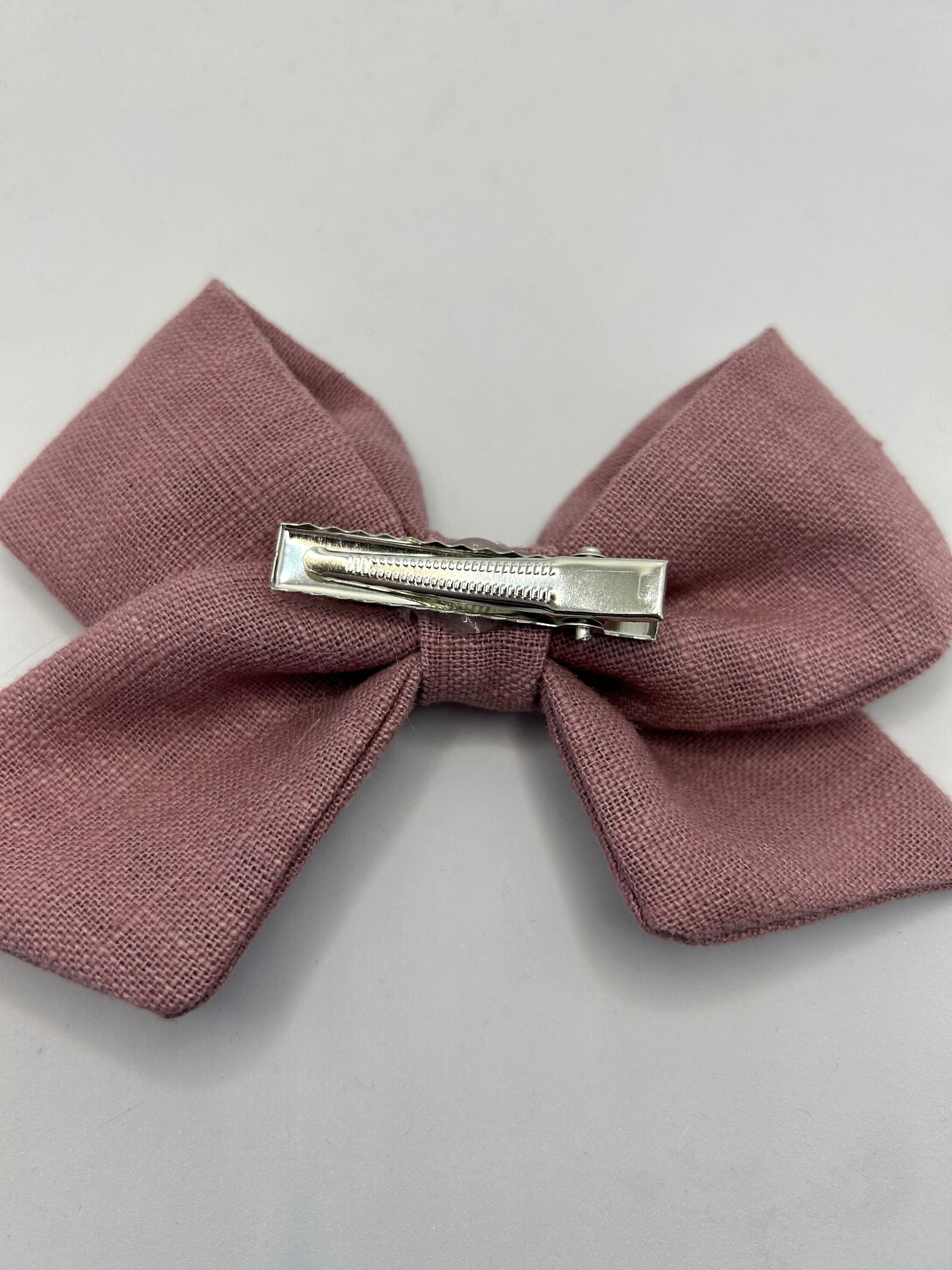 Linen Rose Bow - Hand Tied with Clip attached