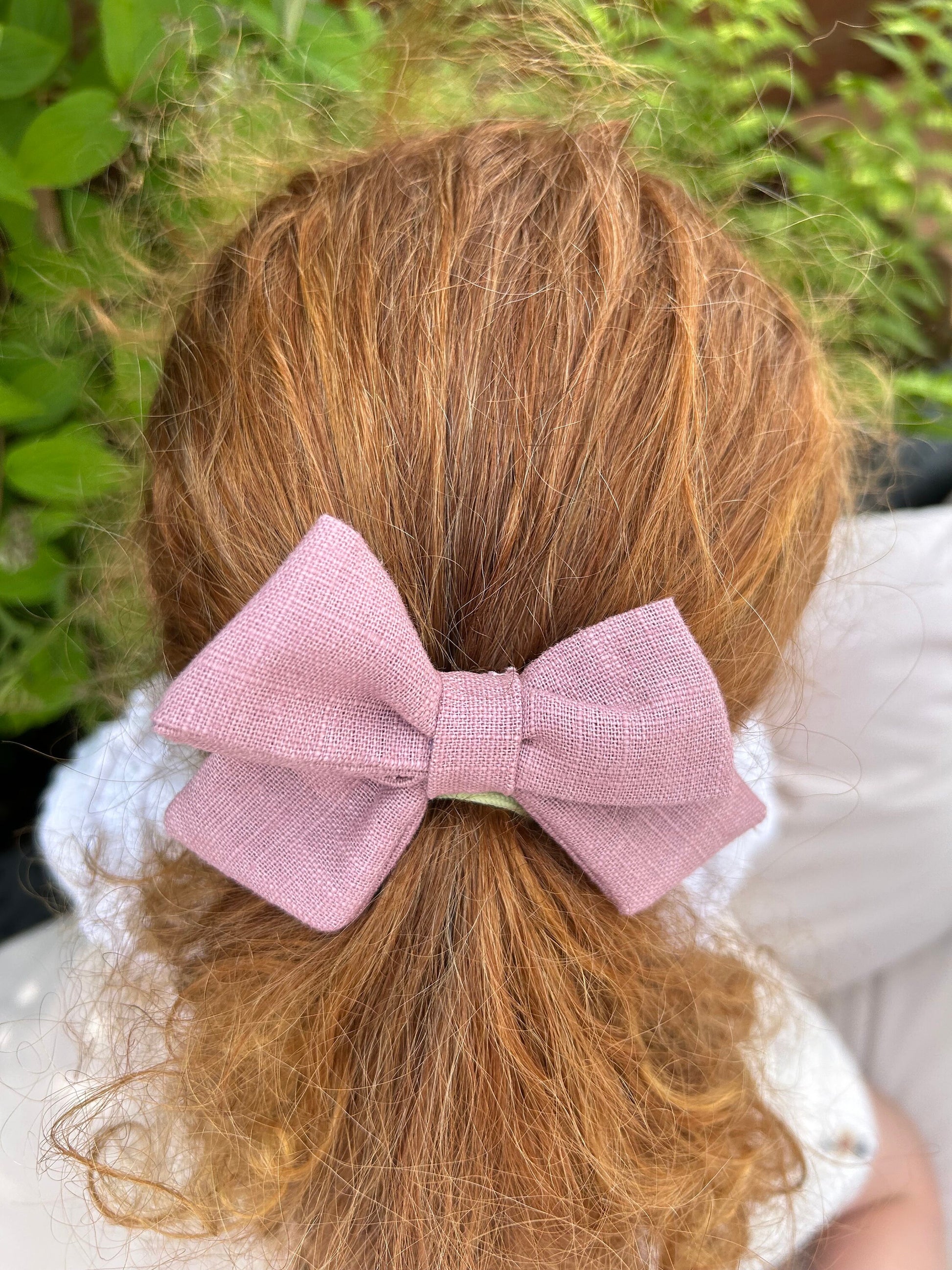 Linen Rose Bow - Hand Tied with Clip attached
