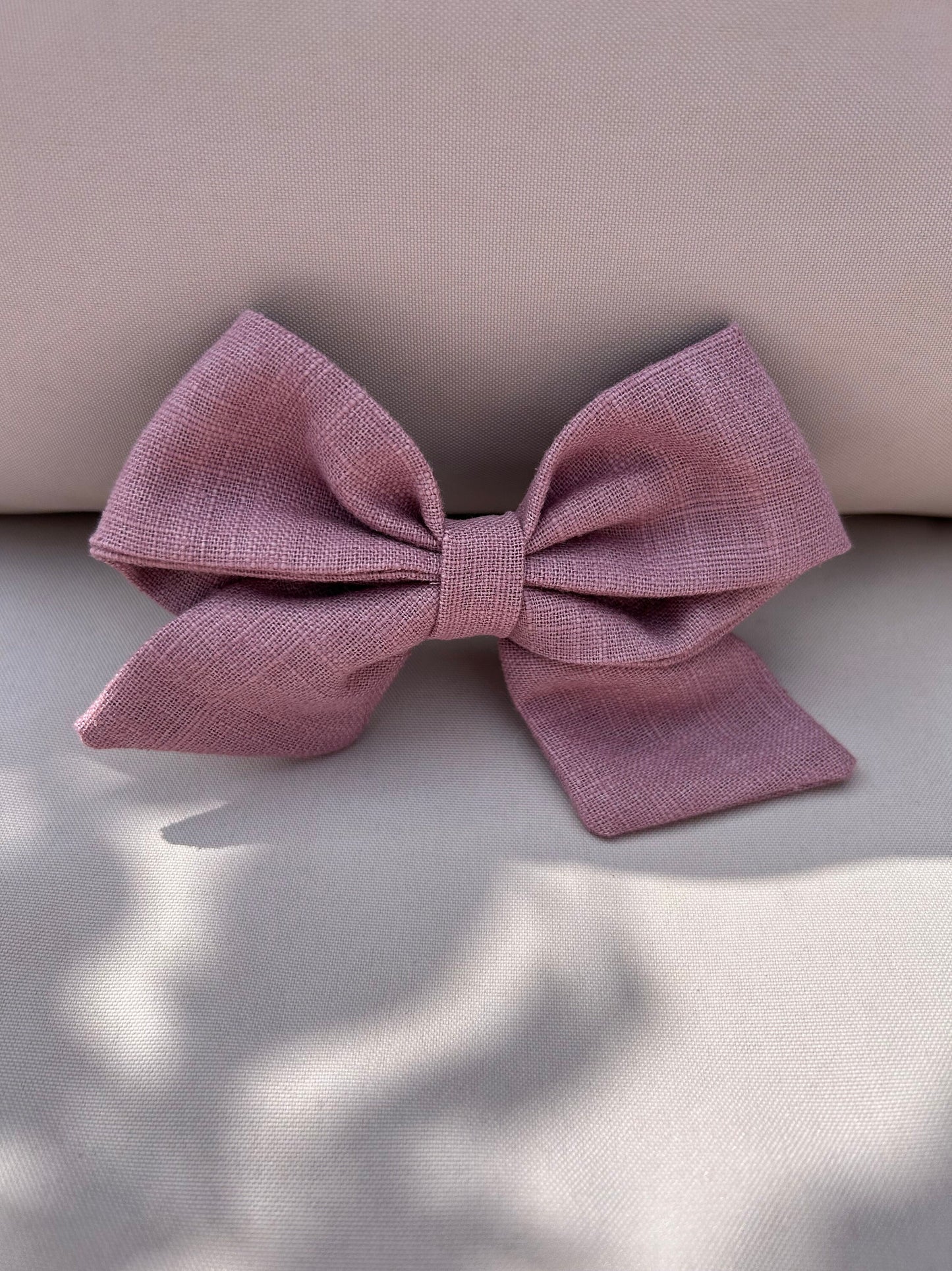 Linen Rose Bow - Hand Tied with Clip attached