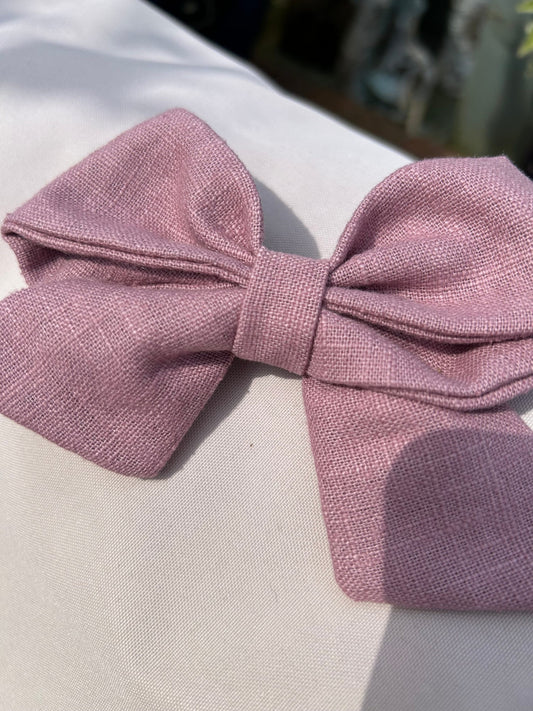 Linen Rose Bow - Hand Tied with Clip attached