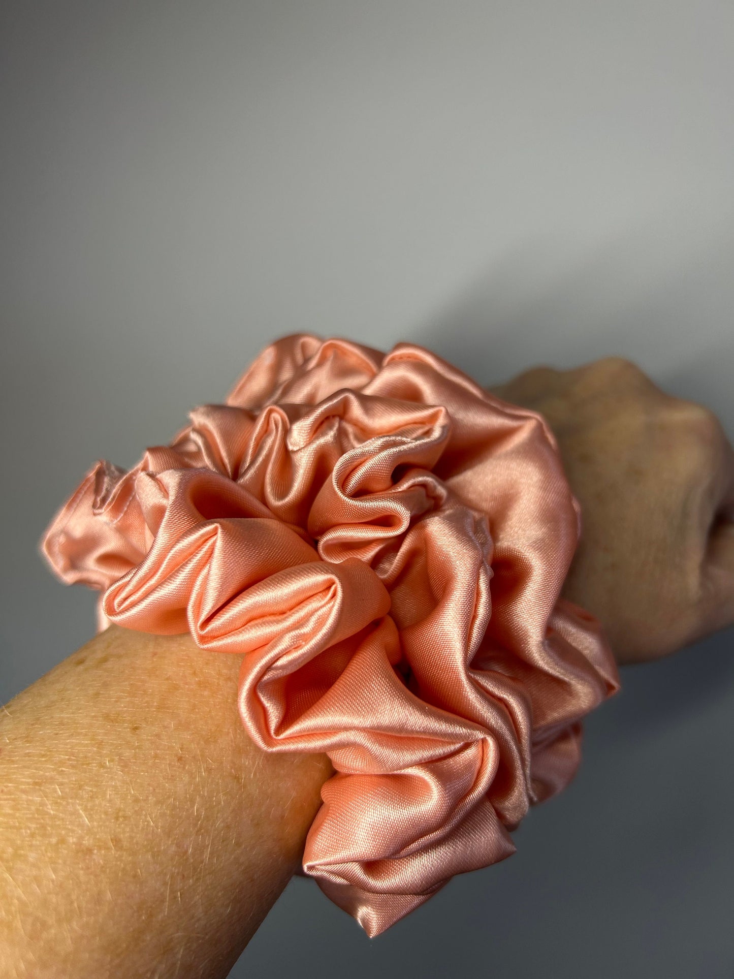 Handmade hair tie | silky satin scrunchie | Childrens & Adults |Peach satin scrunchie