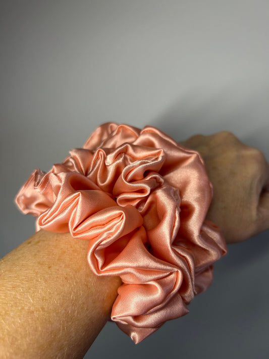 Handmade hair tie | silky satin scrunchie | Childrens & Adults |Peach satin scrunchie