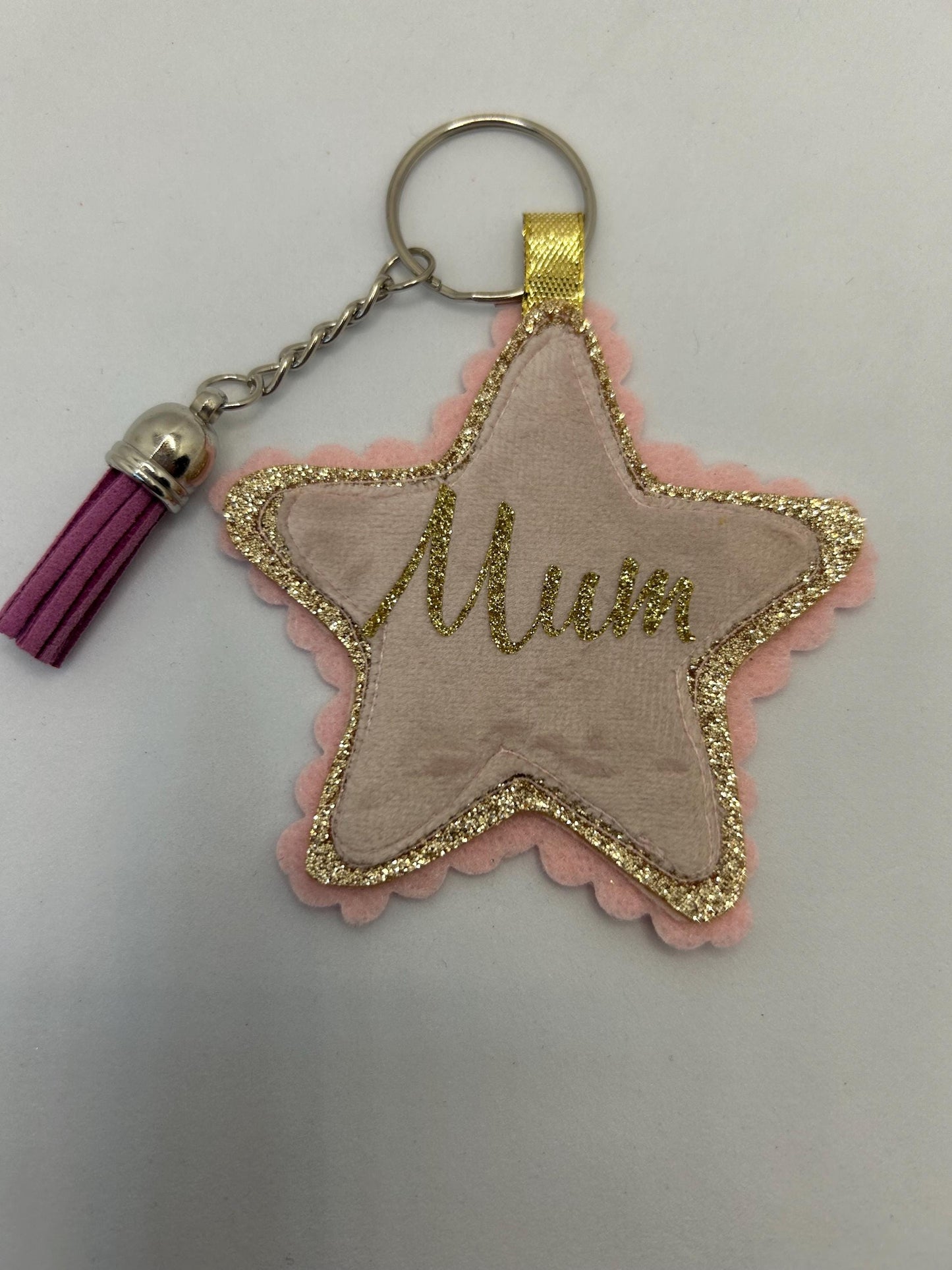 Personalised Mum star key ring- Handmade glitter-Mum gift-Love You Keyring-Mothers day gift
