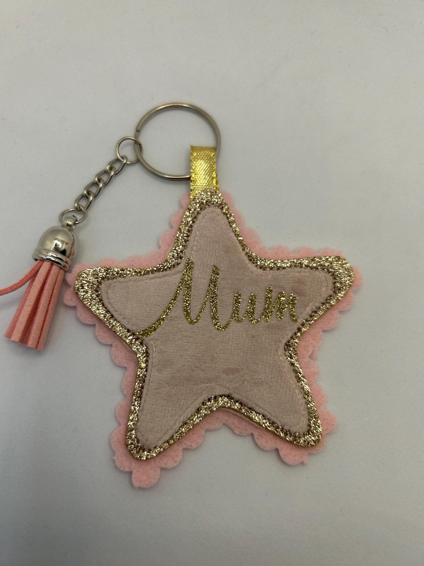 Personalised Mum star key ring- Handmade glitter-Mum gift-Love You Keyring-Mothers day gift