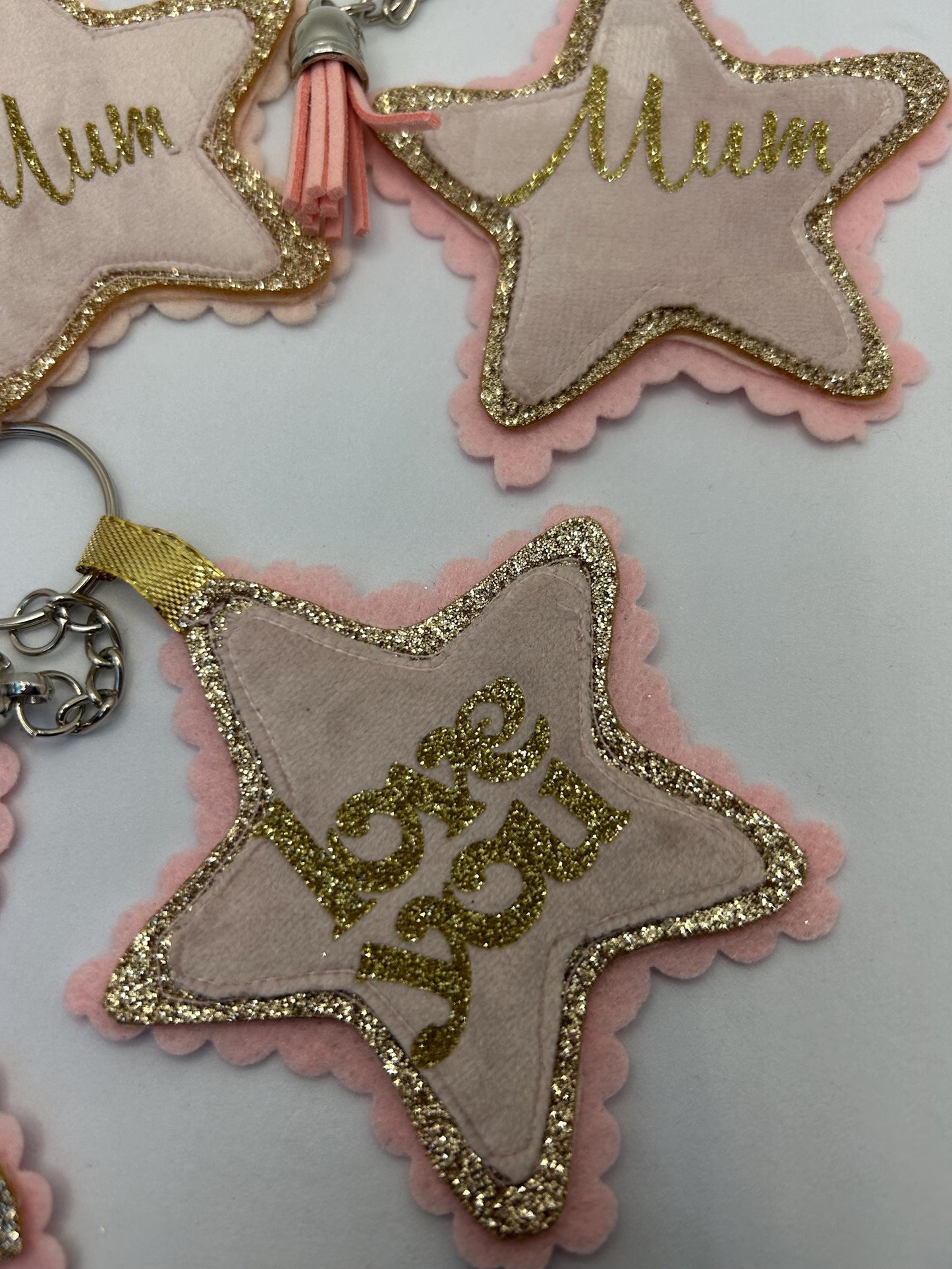 Personalised Mum star key ring- Handmade glitter-Mum gift-Love You Keyring-Mothers day gift
