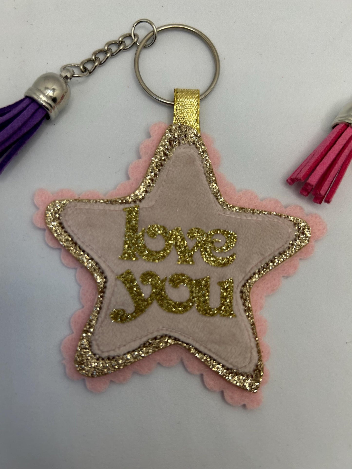 Personalised Mum star key ring- Handmade glitter-Mum gift-Love You Keyring-Mothers day gift