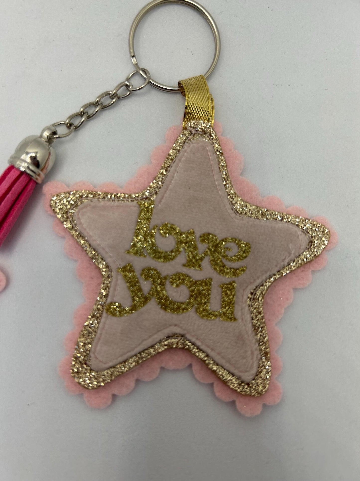 Personalised Mum star key ring- Handmade glitter-Mum gift-Love You Keyring-Mothers day gift