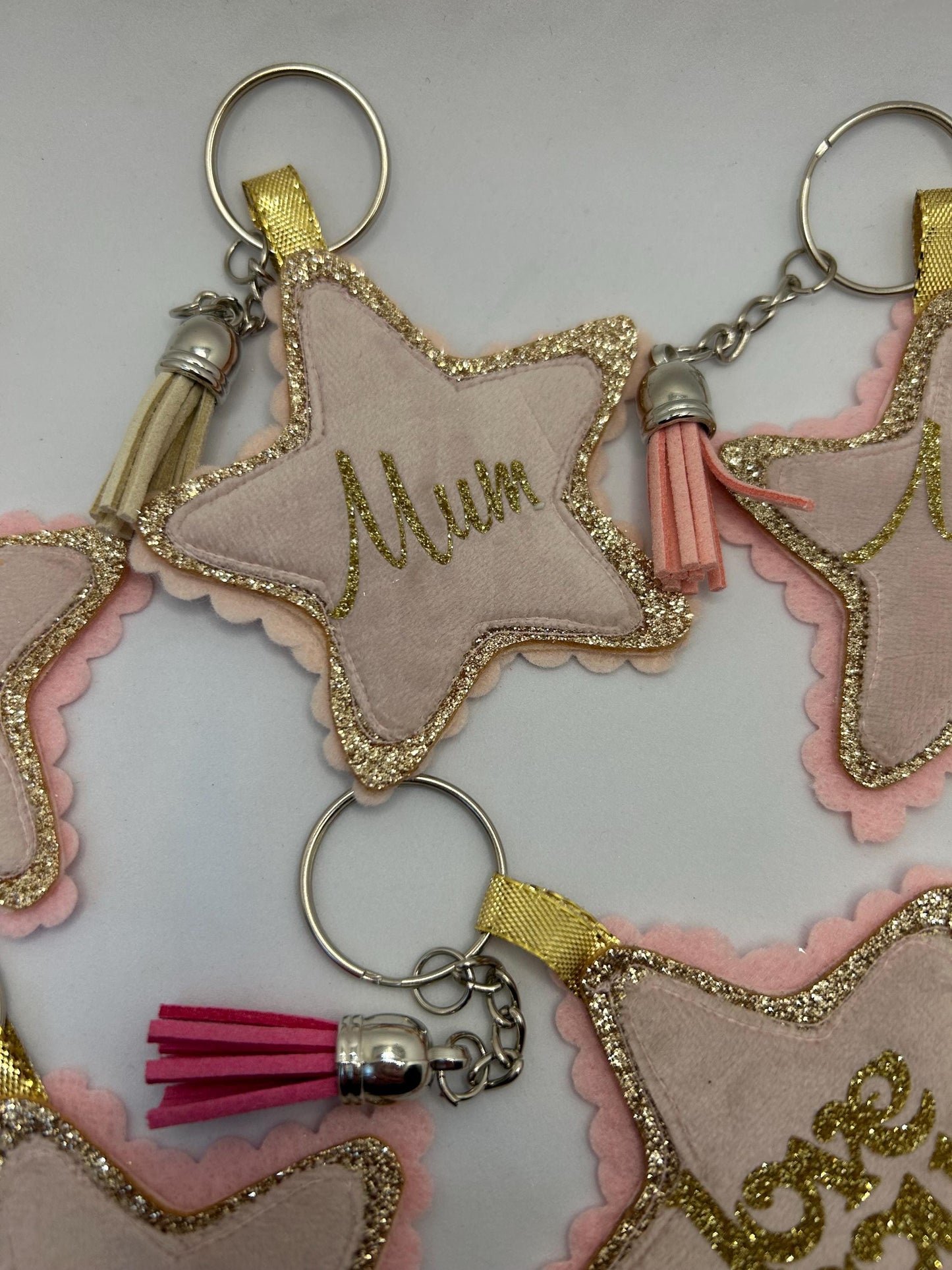 Personalised Mum star key ring- Handmade glitter-Mum gift-Love You Keyring-Mothers day gift