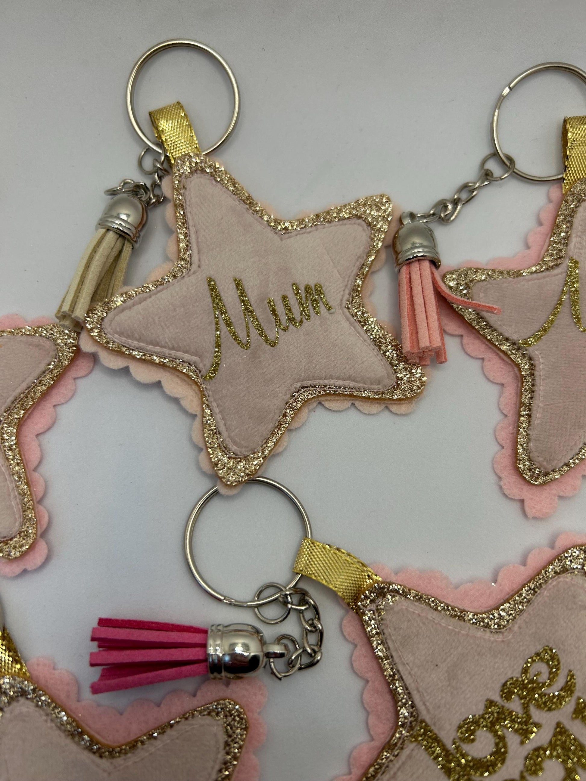Personalised Mum star key ring- Handmade glitter-Mum gift-Love You Keyring-Mothers day gift
