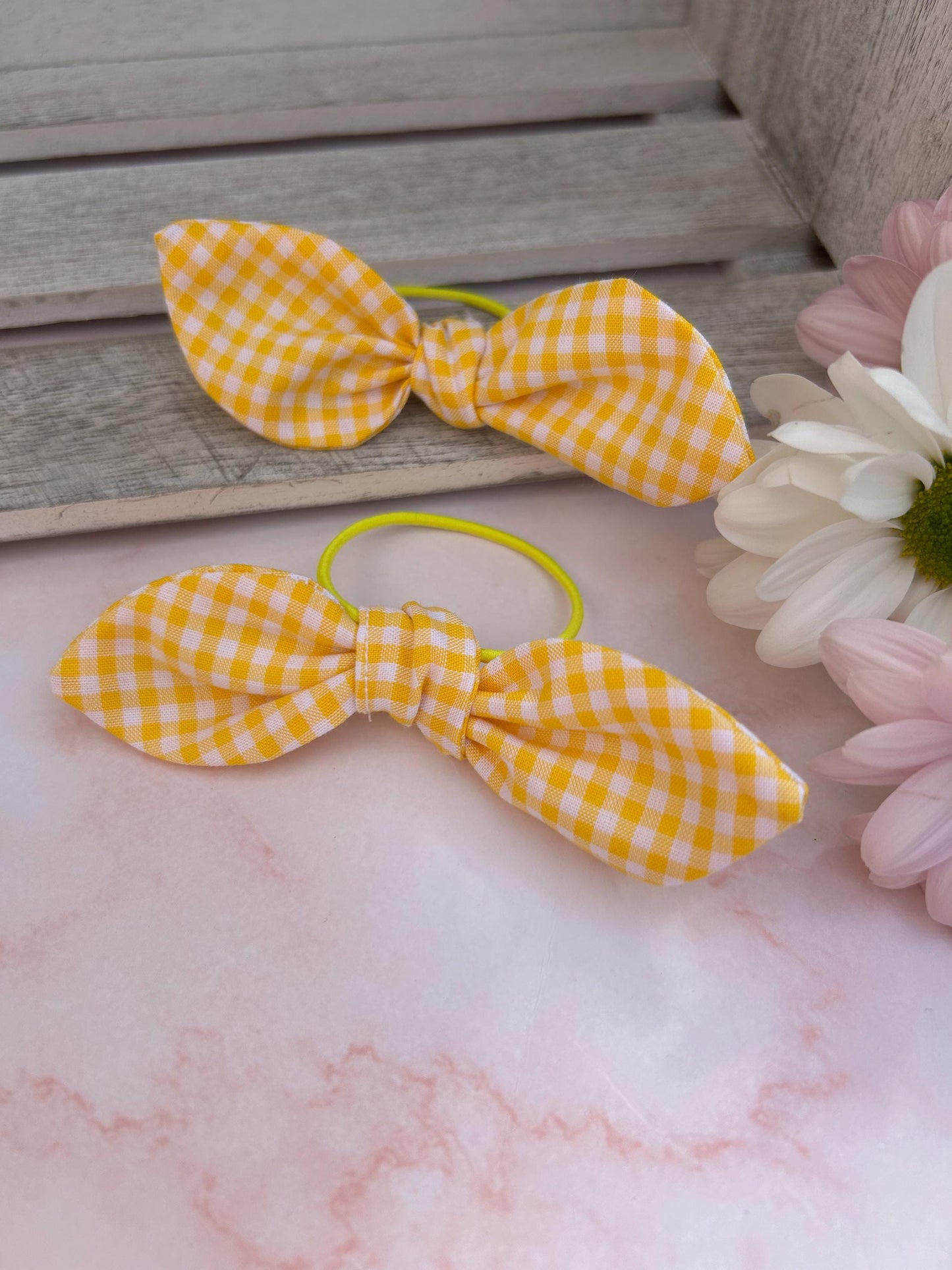 Knot tied gingham hair bobble/ School colours/ Gingham colours