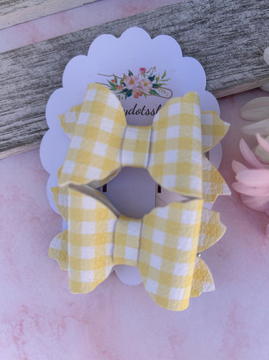 Yellow Gingham Bows, school bows,