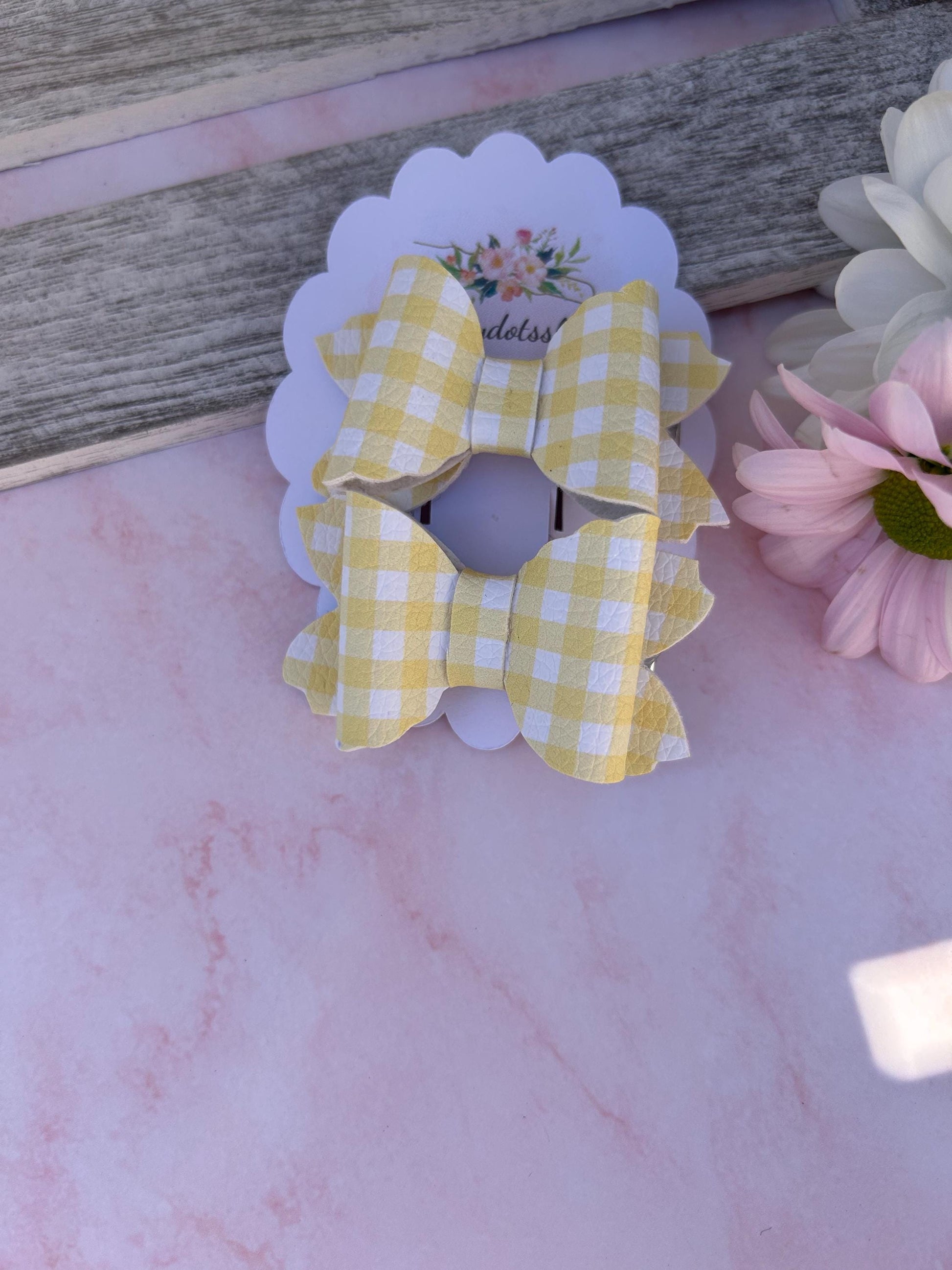 Yellow Gingham Bows, school bows,