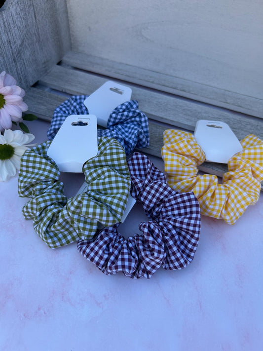 School Gingham Srunchies- school accessories- in four different colour ways