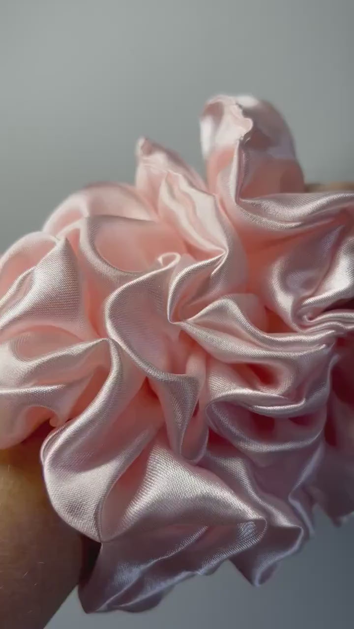 Satin pale pink scrunchies come in various sizes| Satin scrunchie|Mommy & mini| large| medium