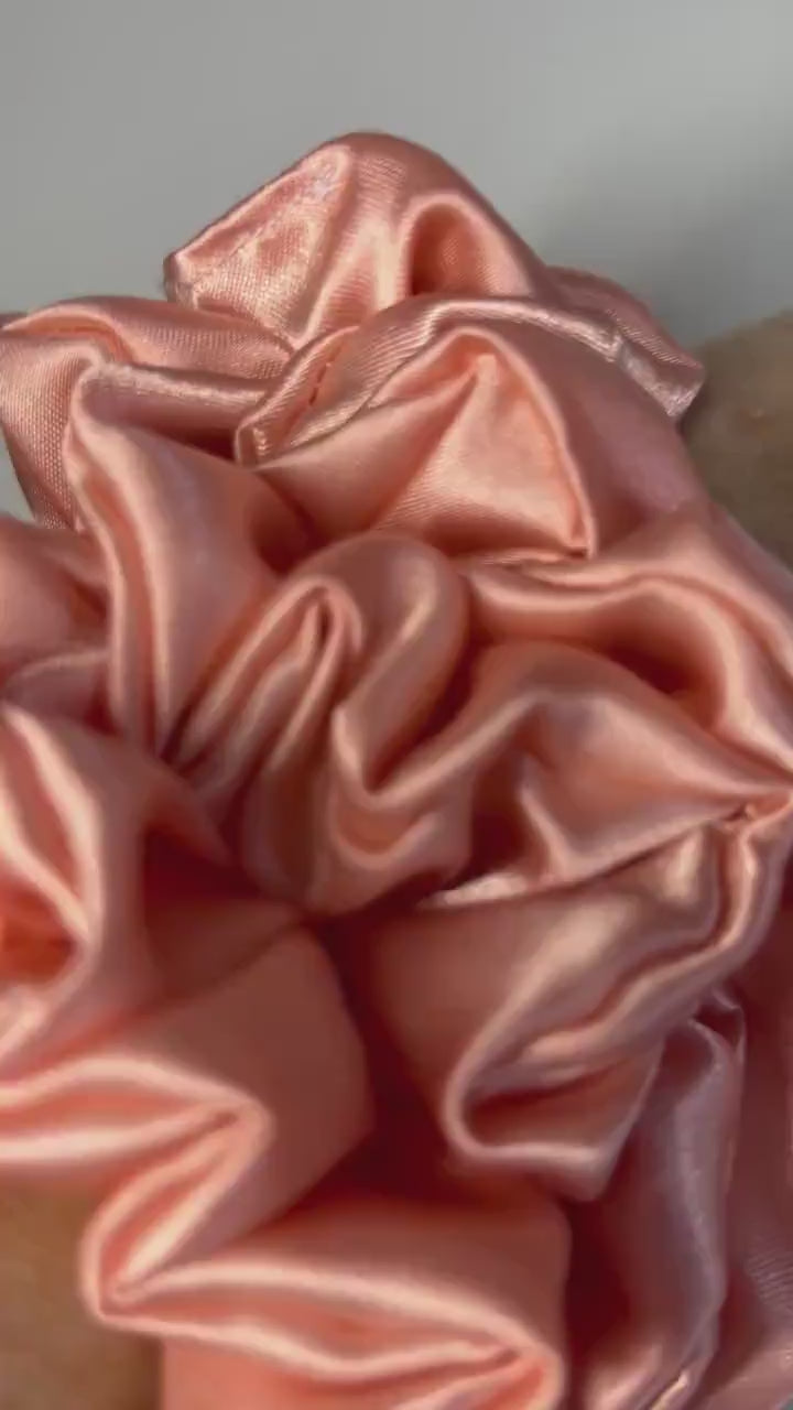 Handmade hair tie | silky satin scrunchie | Childrens & Adults |Peach satin scrunchie